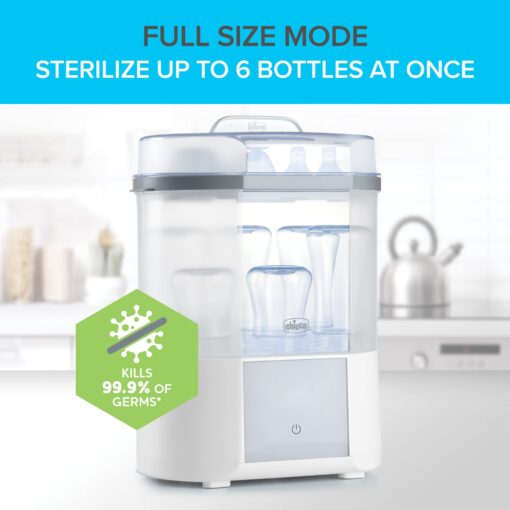 Chicco Advanced Electric Steam Sterilizer & Dryer for Baby Bottles, Feeding Accessories and More | Eliminates 99.9% of Germs | 4 Programming Options | 2 Configurations | Automatic Shut-Off - Image 7