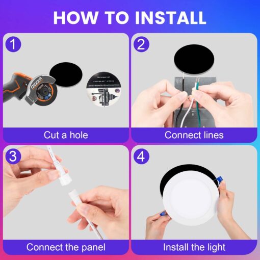 Xsky Smart Recessed Lighting 6 inch 12 Pack Dimmer Switch and Matter Bridge Include, Zigbee 3.0 Matter Light, RGBCW Color Changing, Dimmable Downlight, Alexa/Google/Siri/Home Assistant Compatible - Image 2