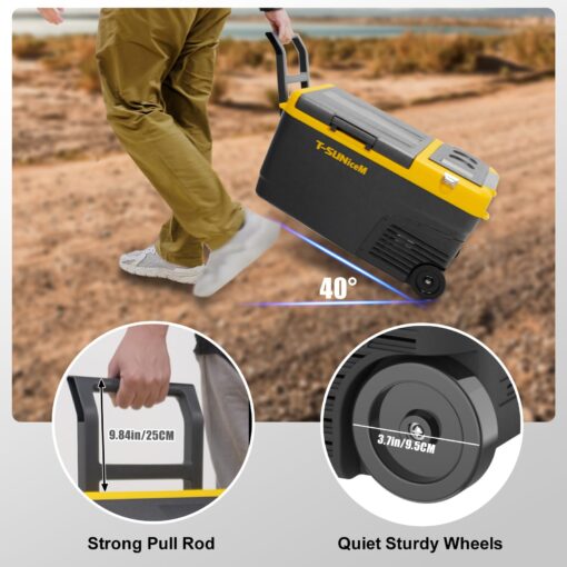 12v Car Refrigerator, Electric Cooler 28 Quart, Portable Fridge with Wheels, Freezer Compressor Cooler -4℉~68℉ 12/24V DC 100~240V AC Support App Control for Truck, Camping, Road Trips, Travel, RV - Image 2