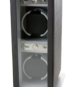 Heiden Monaco Double Watch Winder in Black Leather - Battery Powered or AC Adapter, 12 Program Settings, Diamond Stitched Vegan Leather, Soft Linen Interior, Large Interior Space for Large Watches