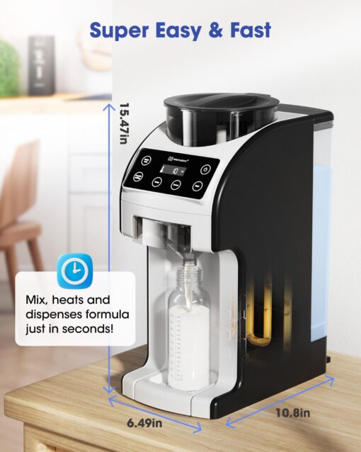 Mercalon Instant Formula Maker, Fast and Customizable Formula Dispenser Machine with Accurate Temperature Control for Baby, Automatic Powder Blending for All Brands of Bottle and Formula, Black/White - Image 7