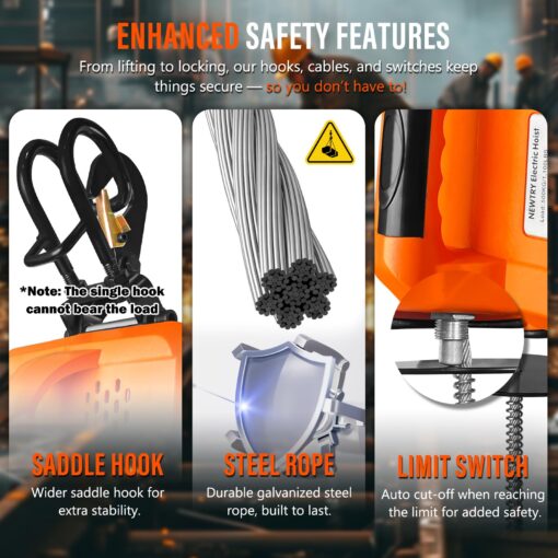 YATOINTO PRO Electric Hoist Winch 1,100lbs, 1600W 110V/120V Electric Winch with Dual Wireless Remote Control, 30ft Lifting, 16ft/Min Lifting Speed, Overload Protection, for Garagesand Attics - Image 6