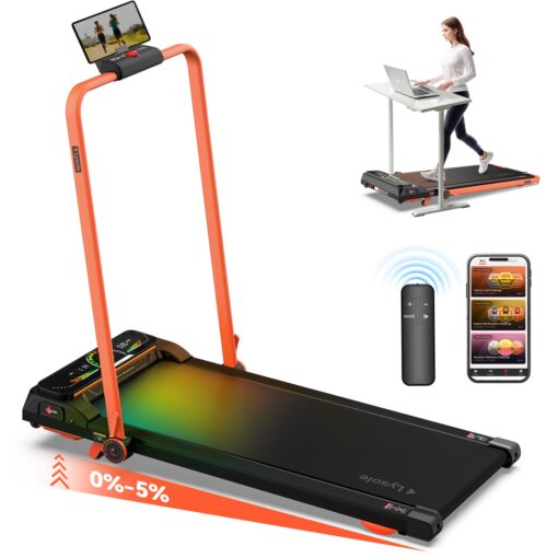 Lysole Walking Pad Treadmill with Incline and Handle Bar,Treadmills for Home and Office,340 Lb Capacity,4 in 1 Portable Under Desk Treadmill with Control,Large LED Display