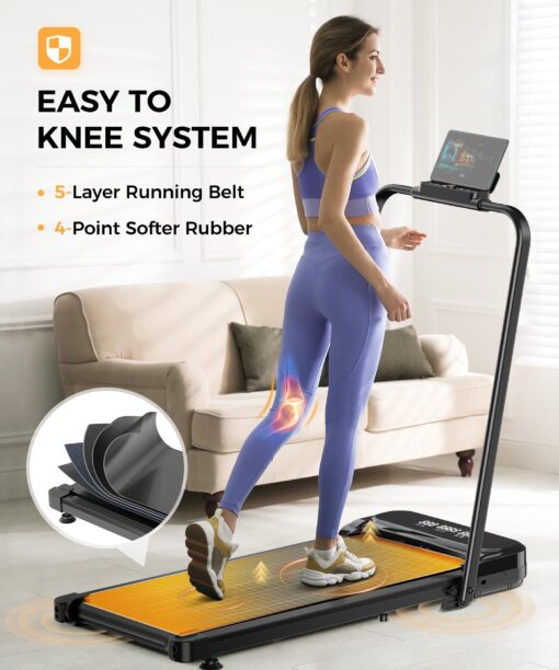 Zisgner Walking Pad, Under Desk Treadmill, Walking Pad with Incline, 2 in 1 Treadmills for Home/Office, Compact Portable Foldable Treadmill, Installation-Free Low Noise, Safety Lock and LED Display - Image 4