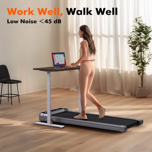 Vitalwalk Walking Pad Treadmill with Incline 3-Levels 300 lbs Capacity Portable Under Desk Treadmill for Home Office Apartment Fitness, Mini Space-Saving Compact Design, Ultra-Quiet 2025 Upgrade Gray - Image 4