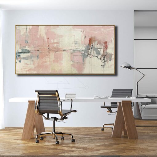 YJYart Pink Abstract Wall Art Room Decor for Teen Girls Modern Living Room Canvas Wall Art Bedroom Pictures Office Decoration for Wall 29x58in - Image 5