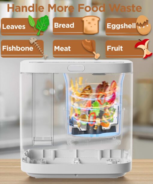 3L Electric Composter for Kitchen, Smart Compost Bin for Countertop, Odorless/Auto-Clean/LED Display, Turn Food Waste into Fertilizer in 4/6 hrs - Image 5
