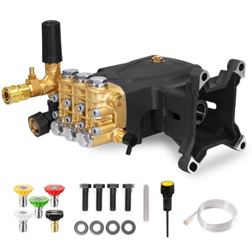 YAMATIC Horizontal Triplex Plunger Pressure Washer Pump 1" Shaft 4400 PSI 4 GPM, Replacement for Simpson AAA 90034, 90039,90038, Honda GX340, GX390, GX270 for Industrial Gas Powered Washers