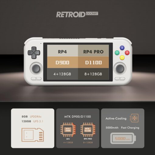 Retroid Pocket 4/4Pro Retro Game Handheld - Android Console with Multiple Emulators, 4.7 Inch Display, 5000mAh Battery - Classic Games Console (RP4 Pro, Ice Blue, D1100) - Image 9