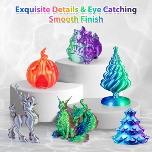 3Dgenius 3D Printer Filament Bundle Silk PLA Filament 1.75mm Pack 3D Printing Filament Pack Silk PLA 3D Printer Filament Fit Most FDM Printers, 1KG X 8 Spools, Totally 8KG - Image 5