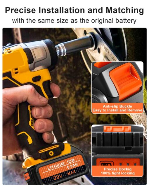 Amityke Upgraded Replacement for Dewalt 20V Battery 6000mAh Compatible with 20V Dewalt Batteries DCB205 DCB206 DCB204 DCB200 Replacement for Dewalt Battery 20V XR Cordless Power Tools 6Pack - Image 4