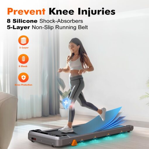 Vitalwalk Walking Pad Treadmill with Incline 3-Levels 300 lbs Capacity Portable Under Desk Treadmill for Home Office Apartment Fitness, Mini Space-Saving Compact Design, Ultra-Quiet 2025 Upgrade Gray - Image 2