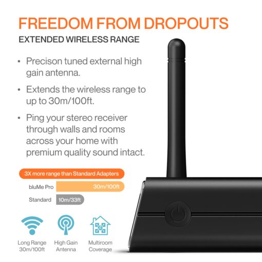 Auris Blume Pro HiFi Bluetooth 5.3 Music Receiver Long Range Bluetooth Adapter with Audiophile DAC, LDAC, aptX HD, OLED Display & Optical Coaxial AUX Output for Home Stereo, AV Receiver or Amplifier - Image 3