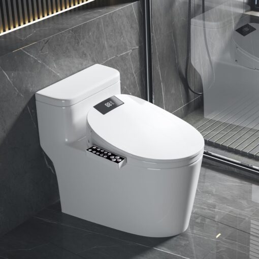 XCQQ Bidet Toilet Seat Elongated, Unlimited Warm Water, Heated Toilet Seat, Warm Air Dryer, Rear and Feminine Washing, Soft Closed Toilet Lid, Night Light, Smart Toilet Seat with Bidet Requires Outlet - Image 2