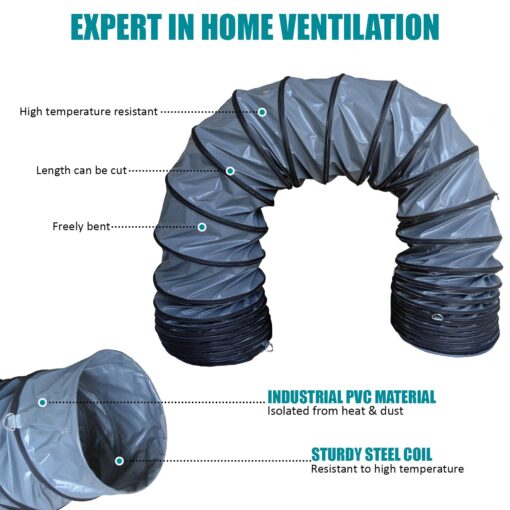 33FT Premium PVC Flexible Duct Hosing for Exhaust Fan -20 to 180°F (16 Inch ID) - Image 3