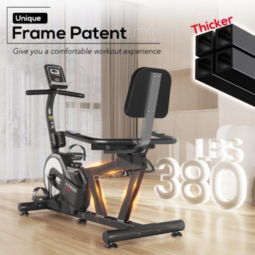 KeppiFitness Recumbent Exercise Bike with 8 Levels Magnetic Resistance for Cardio Workout for seniors at Home,380LB Weight Capacity Exercise Bike with Pulse Sensor,Digital Electronic Display, - Image 4