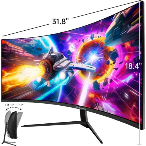 XGaming 34 Inch Curved Monitor, Ultra Wide QHD 1440p Gaming Screen 180Hz, 100% sRGB, 1MS, FreeSync, HDMI DP Computer Display Built-in Speakers, 1500R WQHD 3440x1440 with Back RGB Lights - Image 4