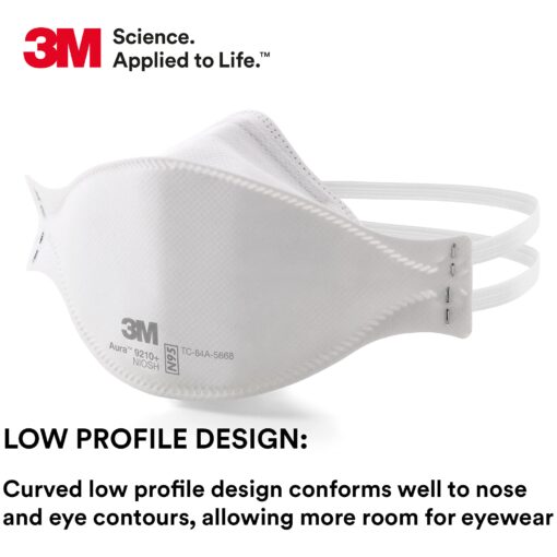 3M Aura Particulate Respirator 9210+, N95, Pack of 240 Disposable Respirators, NIOSH APPROVED, Convenient Individually Wrapped, Stapled Flat Fold Design, Low Profile Design Reduces Eyewear Fogging - Image 5