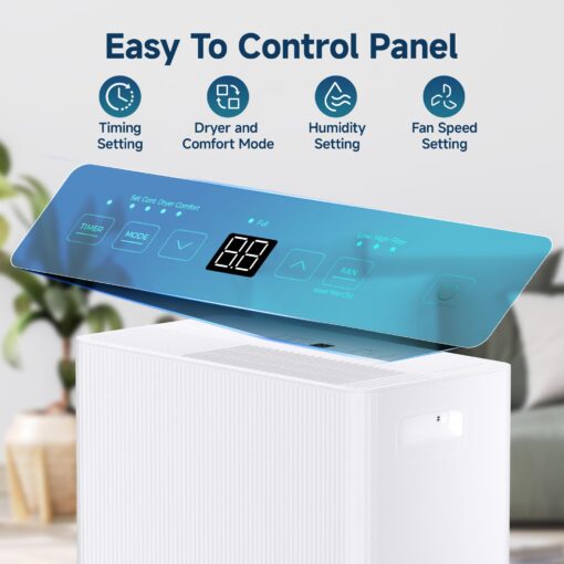35 Pints Dehumidifier for Basement with Drain Hose,3000 Sq.Ft Dehumidifiers for Home,With 24-Hour Timer Function,Automatic Defrost,Multiple Dehumidification Modes,Suitable for Large Rooms - Image 6