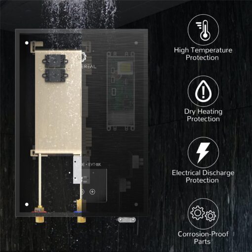 Airthereal Electric Tankless Water Heater 18kW, 240Volts - Endless On-Demand Hot Water - Self Modulates to Save Energy Use - Small Enough to Install Anywhere - for 2 Showers, Evening Tide series - Image 7