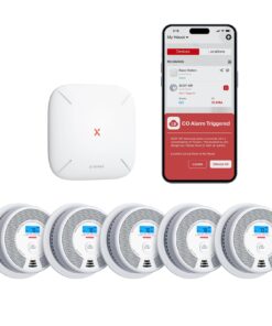 X-Sense Smart Smoke Detector Carbon Monoxide Detector Combo, Battery-Operated (Not AC Hardwired) Interconnected Combination Smoke Carbon Monoxide Detector, 5 Detectors with 1 Base Station, SC07-MR51