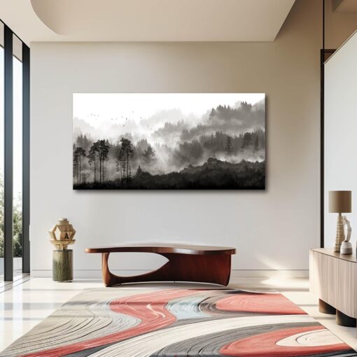 YJYart Large Artwork for Living Room Wall Canvas Art Mountains Nature Painting Artwork for Bedroom Kitchen Dining Room Modern Home Decoration 30"x 60" - Image 3