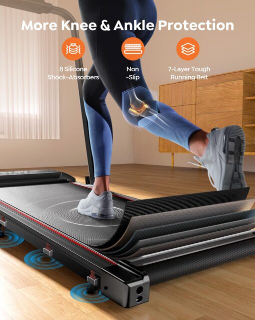 Acezoe Walking Pad Treadmill with Incline, 2 in 1 Folding Treadmills for Home Small Office, 300lbs Portable Compact Under Desk Treadmill with LED Display and Apps - Image 3