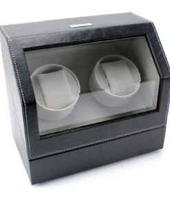 Heiden Watch Winder in Black Leather - Automatic Watch Winder for 2 Watches - Japanese Motor - Zero Magenetization - Use Batteries or Adapter Dual Watch Winder for Automatic Watches for Rolexs