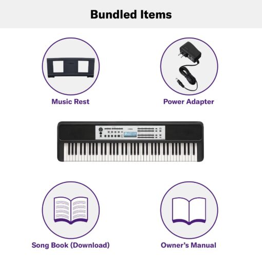 Yamaha YPT-W320 76 Touch Sensitive Key Portable Keyboard for Beginners with Music Rest, Power Adapter - Image 3
