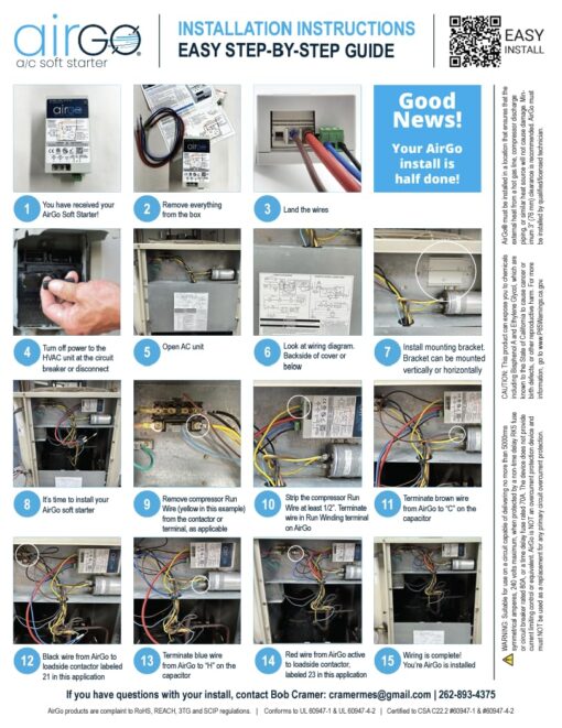 AIRGO AC Soft Starter: Reverse Motor Protection, Easy DIY Install kit, fits Inside AC, Compact Surge Protector & Motor Saver, Ideal for HVAC, Generators & Utility Power (AIRGO 16-32A + Install Kit) - Image 4