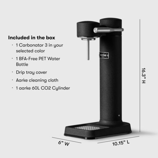 aarke Carbonator lll with CO2 Cylinder, Sparkling & Carbonation Water Machine, Stainless Steel with PET BPA-Free Reusable Bottle Volume 800 mL (Matte Black) - Image 5