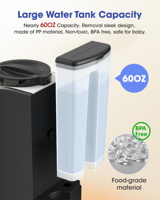 Mercalon Instant Formula Maker, Fast and Customizable Formula Dispenser Machine with Accurate Temperature Control for Baby, Automatic Powder Blending for All Brands of Bottle and Formula, Black/White - Image 2