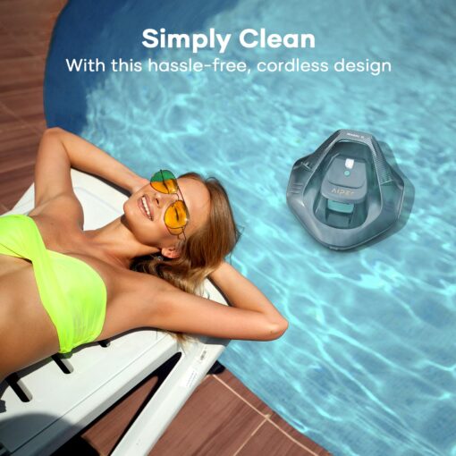 AIPER Cordless Robotic Pool Vacuum, Self-Parking Technology, Portable, Ideal for Above-Ground Flat Pool up to 40 Feet, Grey - Image 3