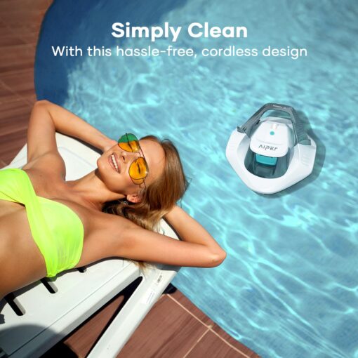 AIPER Cordless Robotic Pool Vacuum, Self-Parking Technology, Portable, Ideal for Above-Ground Flat Pool up to 40 Feet, White - Image 3