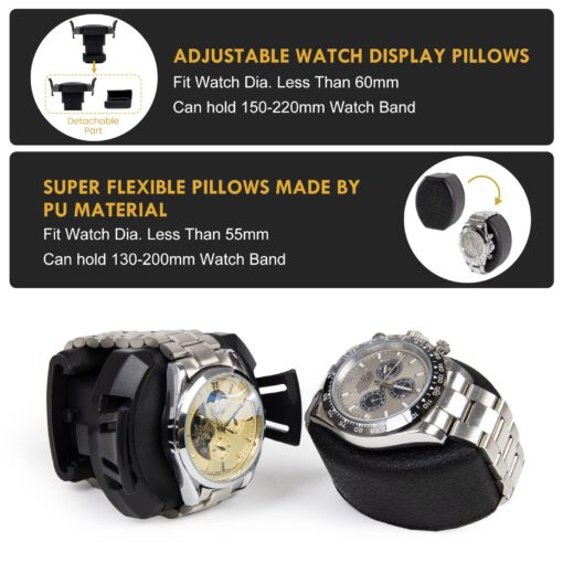 DUKWIN Watch Winder for 2 Automatic Watches,Lockable Watch Winders with Watch and Jewelry Storages, Super Quiet Mabuchi Motor with High-Gloss Piano Lacquer Finish,Built-in Illumination Black - Image 7