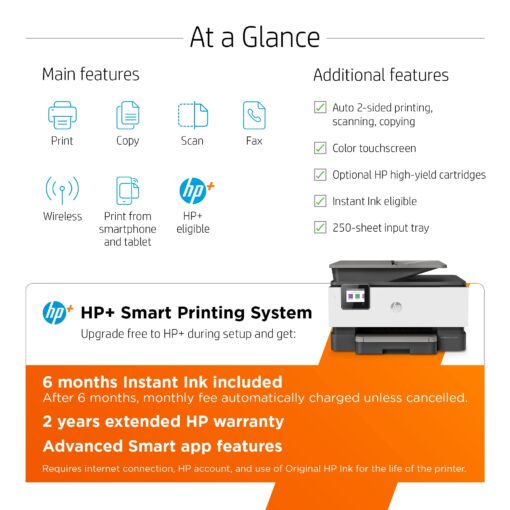 HP OfficeJet Pro 9015e Wireless Color All-in-One Printer with bonus 6 months Instant ink with HP+ (1G5L3A),Gray - Image 12