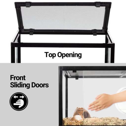 OiiBO Reptile Tank Terrarium 24" x 16" x 16", 2 in 1 Reptile Habitat Terrarium with Front Sliding Doors Screen Ventilation for Lizard Gecko Tortoise - Image 7
