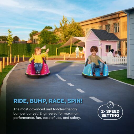 Bumper Buddy Ride On Electric Car for Kids & Toddlers, 12V 2-Speed, Ages 1 2 3 4 5 Year Old Boys - Remote Control, Baby Boy Riding Bumping Toy Gifts Cars, Toys Gift Toddler 12-18 Months Age Kid - Image 6