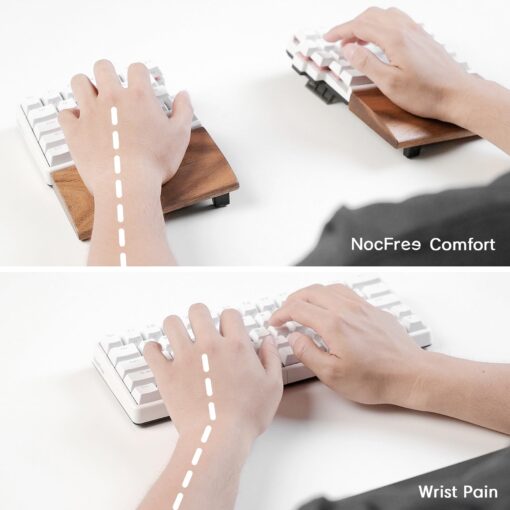 NocFree Wireless Ergonomic Split Mechanical Keyboard with Wrist Rest- Tactile, RGB, Hot-Swappable, Compact 60% Layout, Foam Palm Rest, Programmable for Mac & Windows, PBT Keycaps - Image 7