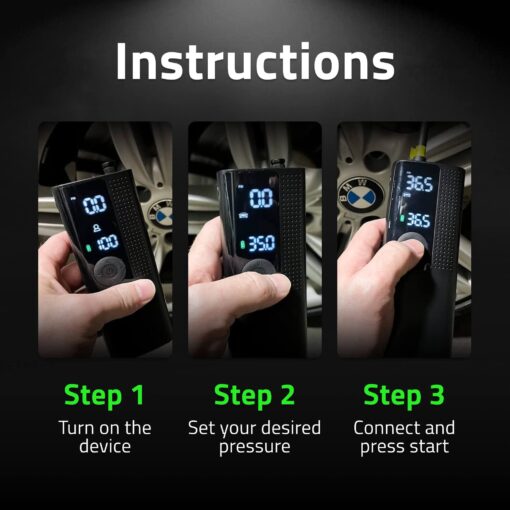 Airmoto and Power Kit Bundle Deal - 2 bundle - Tire Inflator Portable Air Compressor with Power Kit for Charging at Home and on The Road - Cordless Air Pump for Car Tires, Motorcycle, Bicycle - Image 5