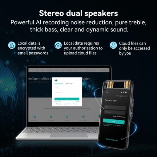 AI Voice Recorder with Playback, Digital Voice Recorder with Transcription to Text, Summary, Translation, Full Touchscreen Audio Recorder Device for Meetings, Lectures, Interviews with 64GB Card - Image 2