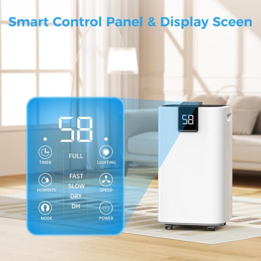 4000 sq.ft Dehumidifier for Basement, Trazico 45 Pint Dehumidifiers for Home with Drain Hose, Smart Humidity Control, 24H Timer, Auto Defrost, Ideal for Large Room, Bathroom, Bedroom, Garage, Black - Image 4