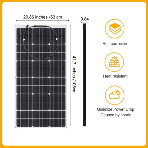 XINPUGUANG Solar Panel 12V 200W System Kit 100W Flexible Solar Panel Monocrystalline Battery Charger with Extension Cable 20A Charge Controller Power for RV Boat Cabin Car Trailer(200W-1) - Image 7