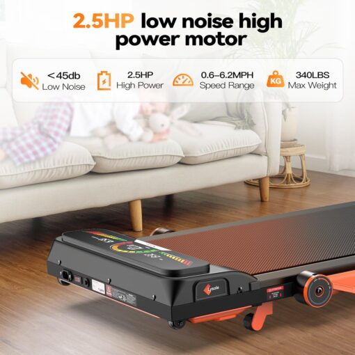 Lysole Walking Pad Treadmill with Incline and Handle Bar,Treadmills for Home and Office,340 Lb Capacity,4 in 1 Portable Under Desk Treadmill with Control,Large LED Display - Image 3