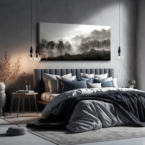YJYart Large Artwork for Living Room Wall Canvas Art Mountains Nature Painting Artwork for Bedroom Kitchen Dining Room Modern Home Decoration 30"x 60" - Image 4