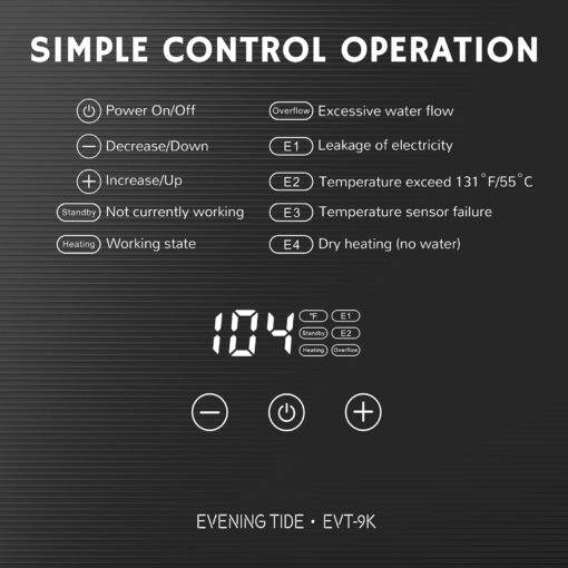 Airthereal Electric Tankless Water Heater, 9kW, 240Volts - Endless On-Demand Hot Water - Self Modulates to Save Energy Use - Small Enough to Install Anywhere - for Sink and Faucet, Evening Tide series - Image 6