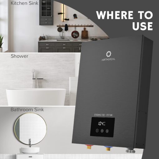 Airthereal Electric Tankless Water Heater 18kW, 240Volts - Endless On-Demand Hot Water - Self Modulates to Save Energy Use - Small Enough to Install Anywhere - for 2 Showers, Evening Tide series - Image 5