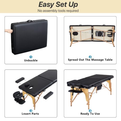 KCC Memory Foam Massage Table Premium Portable Foldable Massage Bed Height Adjustable, 84 Inches Long 28 Inchs Wide Home Salon Spa Bed Tattoo Table with Accessories &Carrying Case, Easy Set Up - Image 3