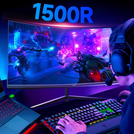 ZZA 32-Inch QHD Curved Gaming Monitor - 2K Resolution, 165Hz/180Hz Refresh Rate, 1ms Response Time, FreeSync & G-Sync, HDR10, 122% sRGB Coverage, DP/HDMI, VESA Mount Compatible - Image 3