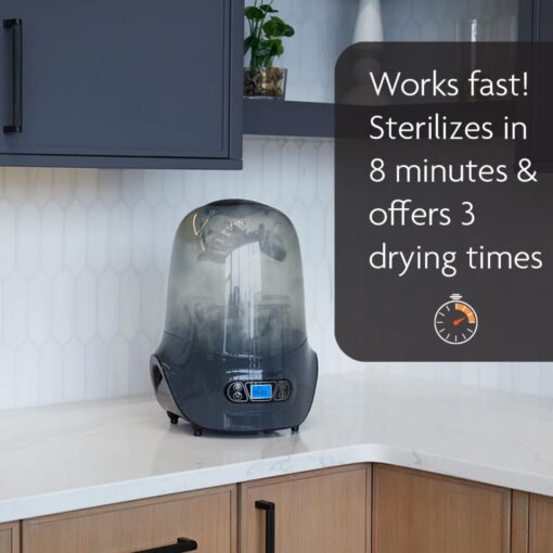 Baby Brezza Baby Bottle Sterilizer and Dryer Machine – Electric Steam Sterilization - Universal Fit - Pacifiers, Glass, Plastic, and Newborn Feeding Bottles, Charcoal - Image 3